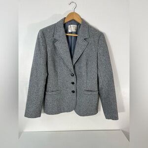 Vintage Country Casuals Womens Medium Great Britain Made Grey Wool Blend Blazer